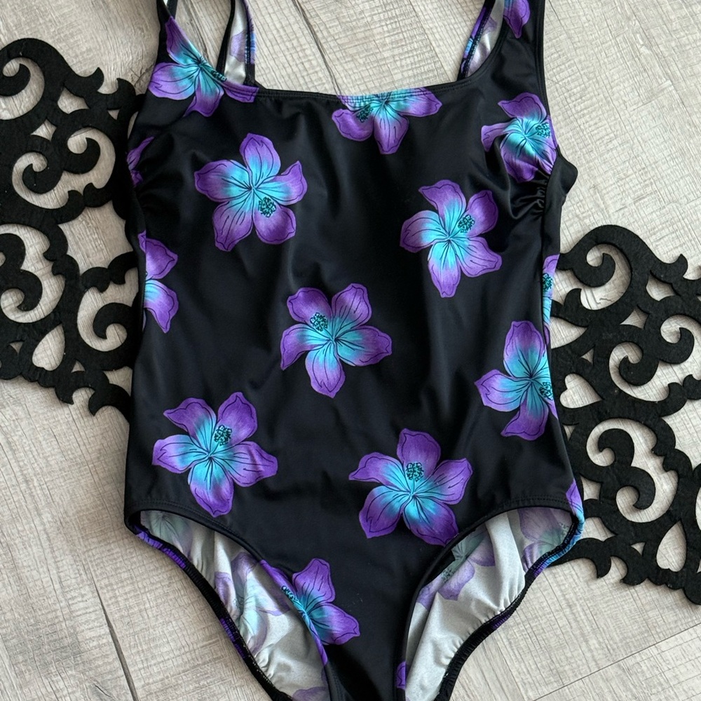 Croft & Barrow Kids One Piece Black with Purple Floral